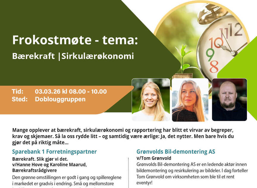 Frokostmøte: Bærekraft og sirkulærøkonomi i praksis