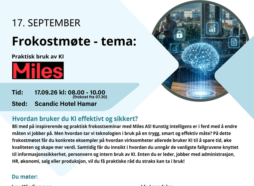 Frokostmøte 17 september | Tema: KI